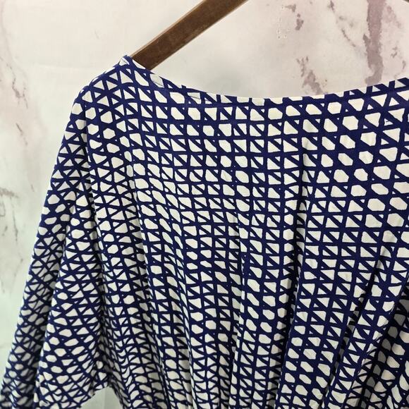 Anthropologie Dress Womens XS Royal Cobalt Blue White Maeve Batwing Midi Gemma - Picture 7 of 15